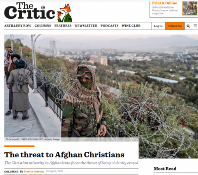 Dr Martin Parsons blog image - The Critic: The threat to Afghan Christians